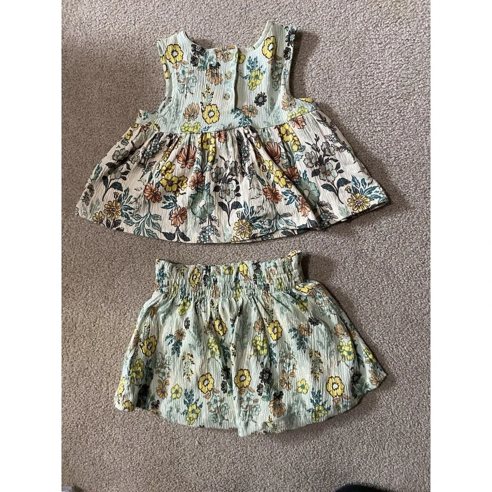 Haute Hippie Kids Girls Size XS 4 Floral Boho Tank Top & Skirt Set NWT